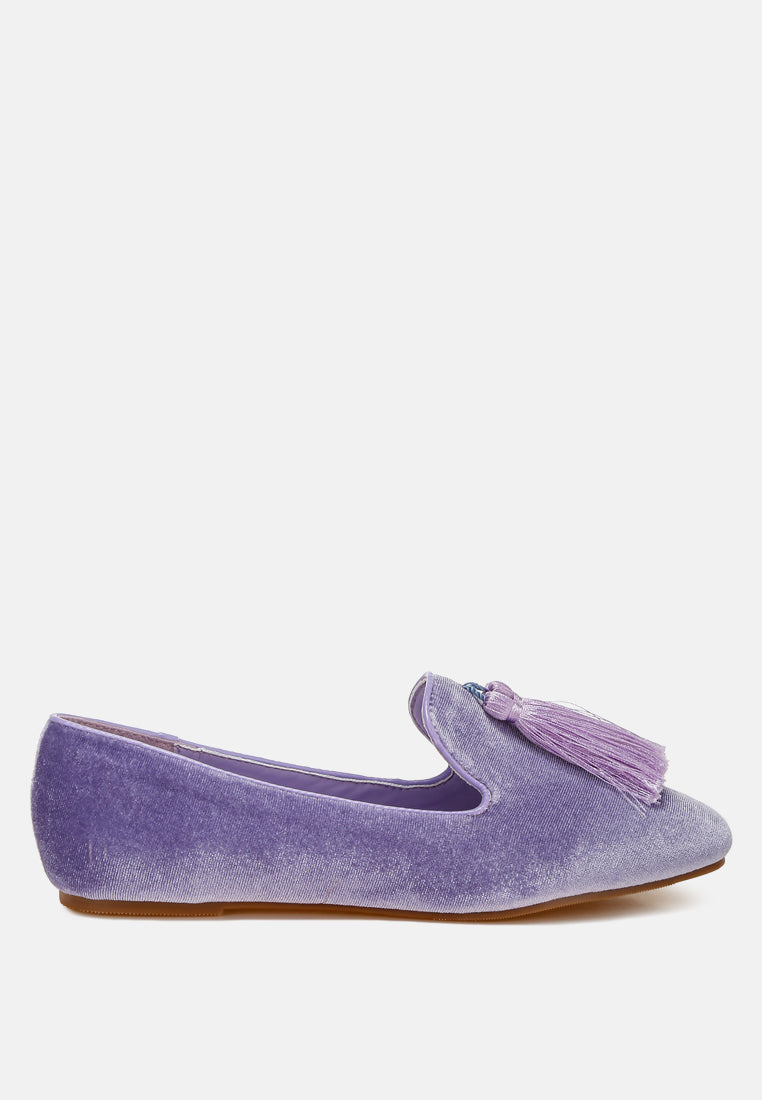 iconic tassel detail velvet loafers by mode#color_lilac