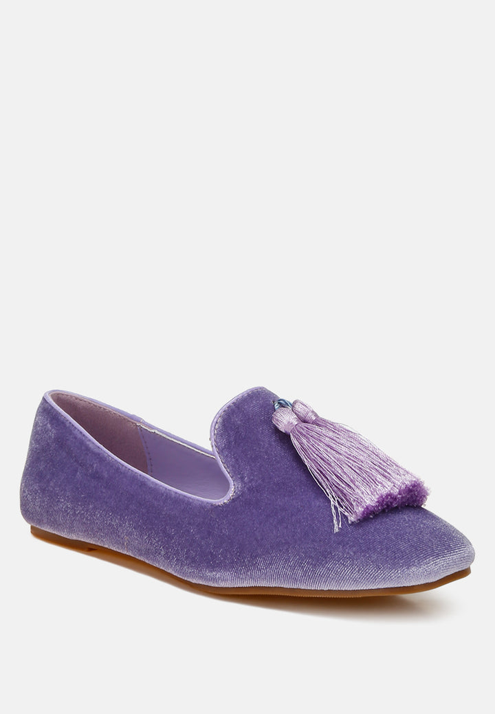 iconic tassel detail velvet loafers by mode#color_lilac