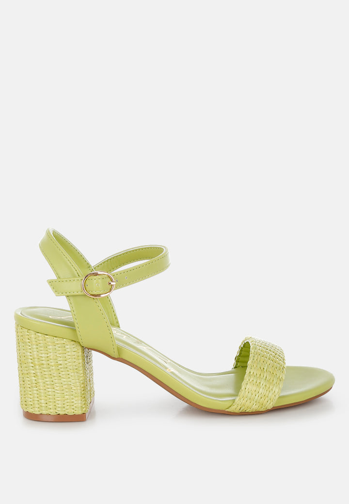 raffia pin buckle block heels by mode#color_green