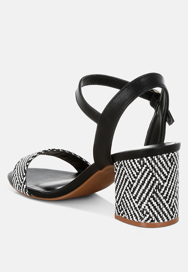 raffia pin buckle block heels by mode#color_black
