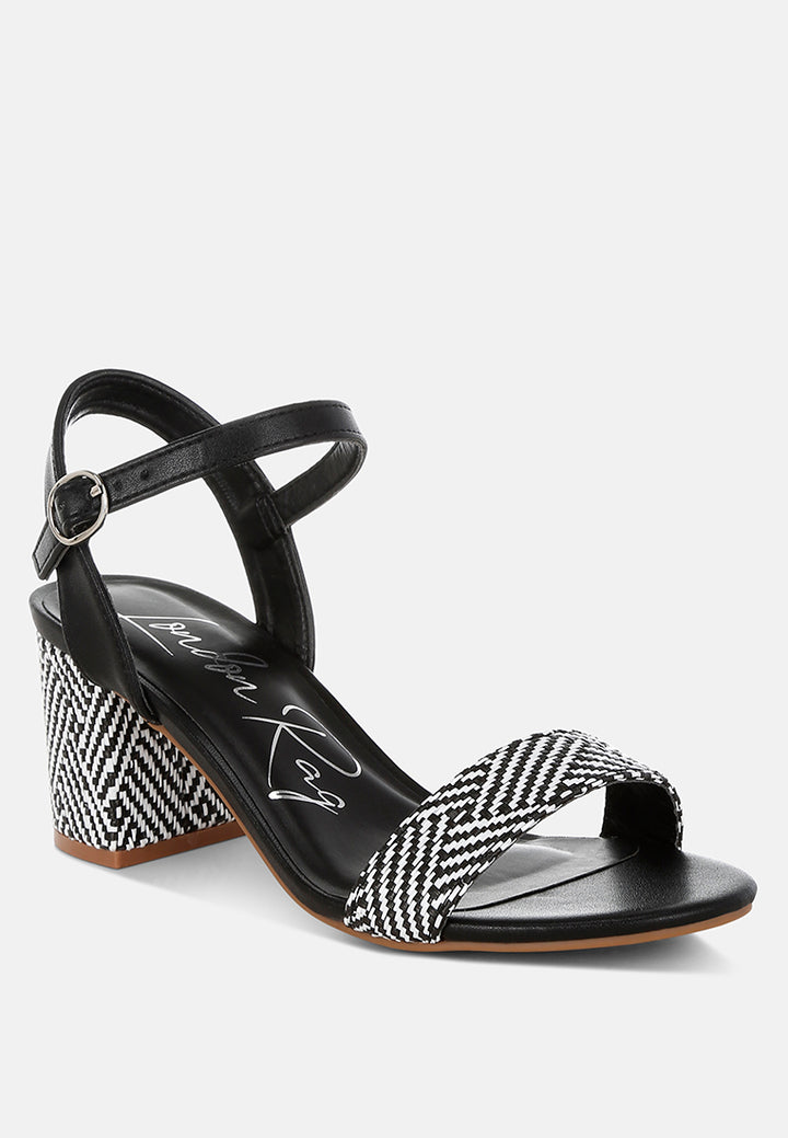 raffia pin buckle block heels by mode#color_black