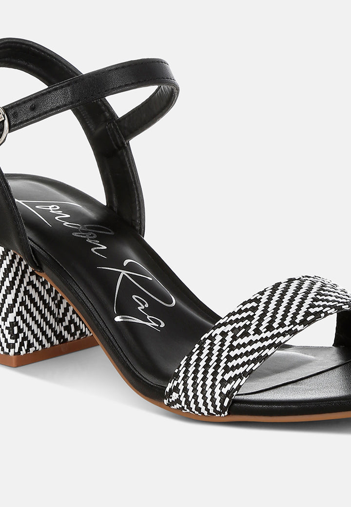 raffia pin buckle block heels by mode#color_black