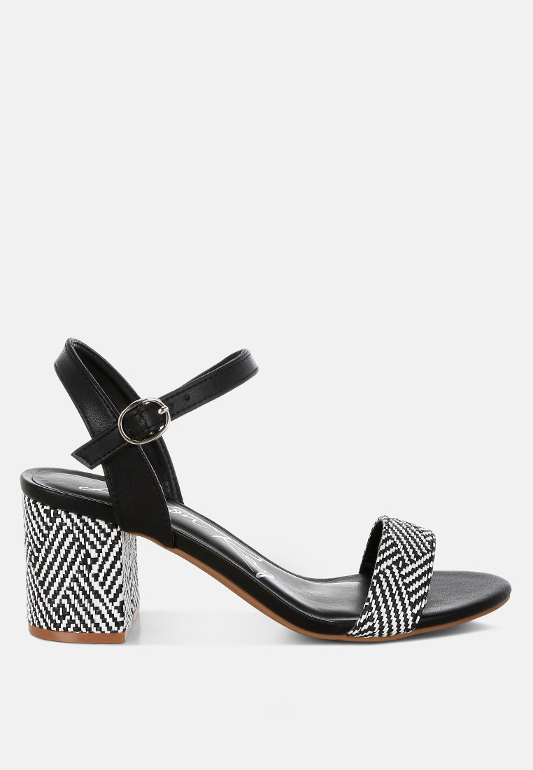 tulata raffia pin buckle block heels#color_black