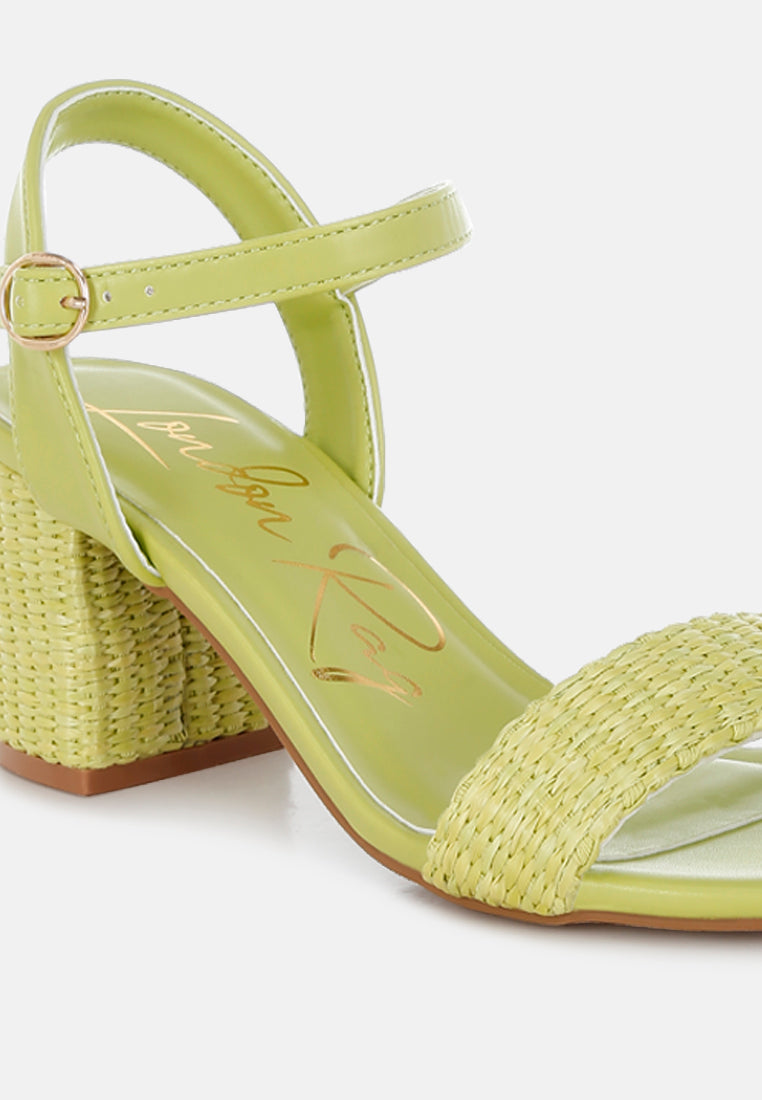raffia pin buckle block heels by mode#color_green