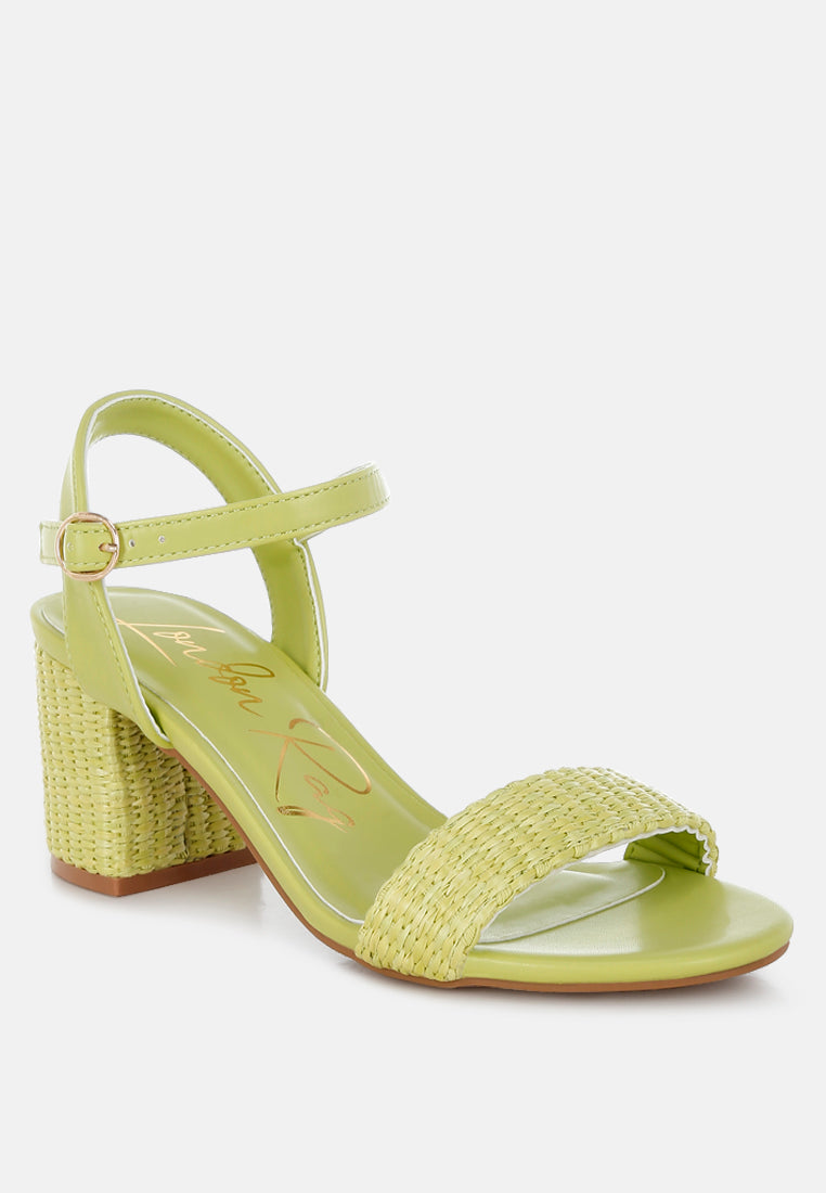 raffia pin buckle block heels by mode#color_green
