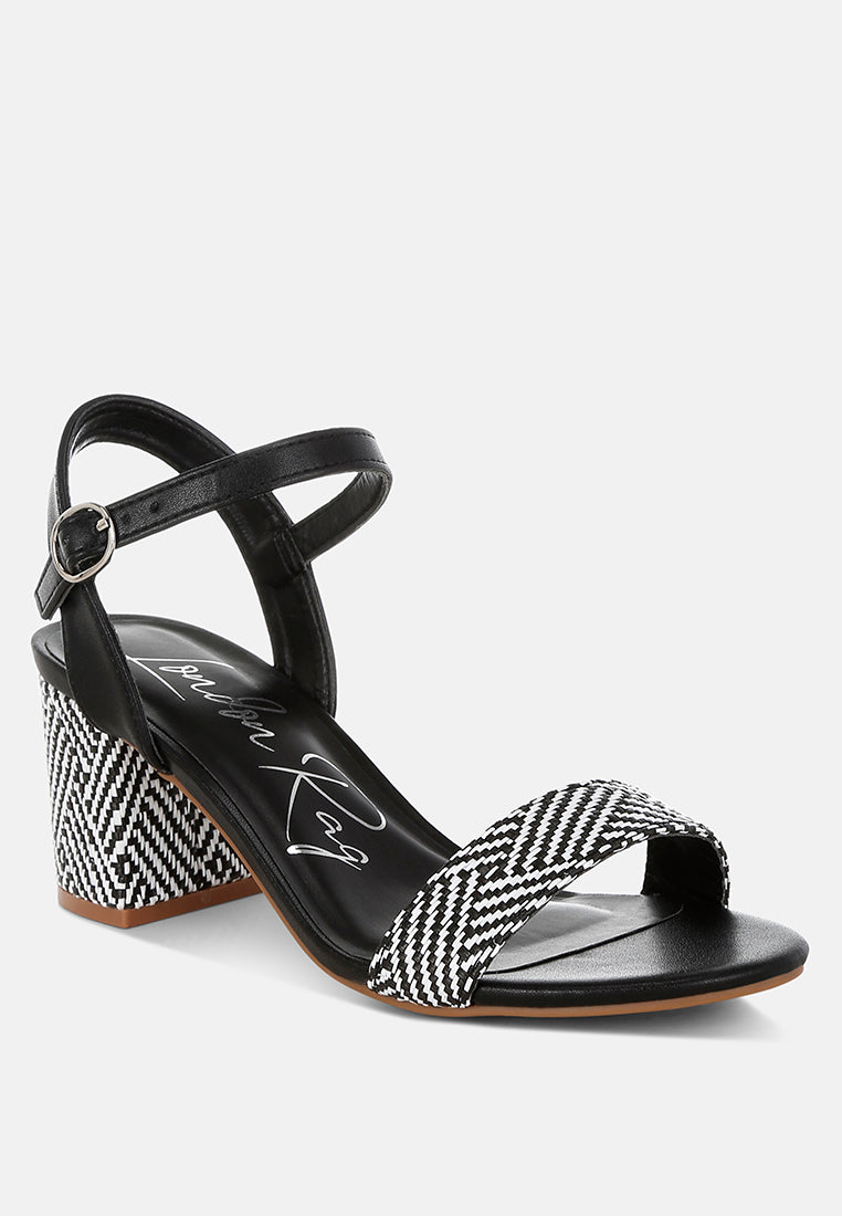 tulata raffia pin buckle block heels#color_black