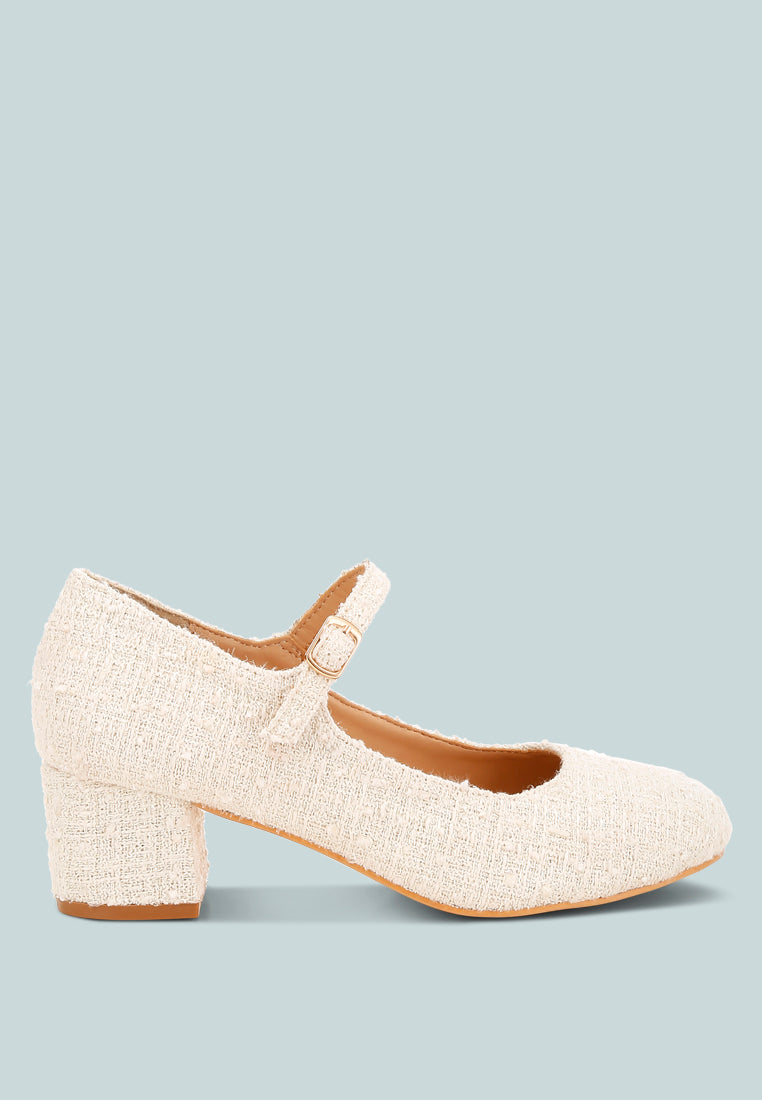 tweed mary jane sandals by mode#color_white