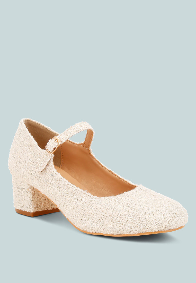 tweed mary jane sandals by mode#color_white