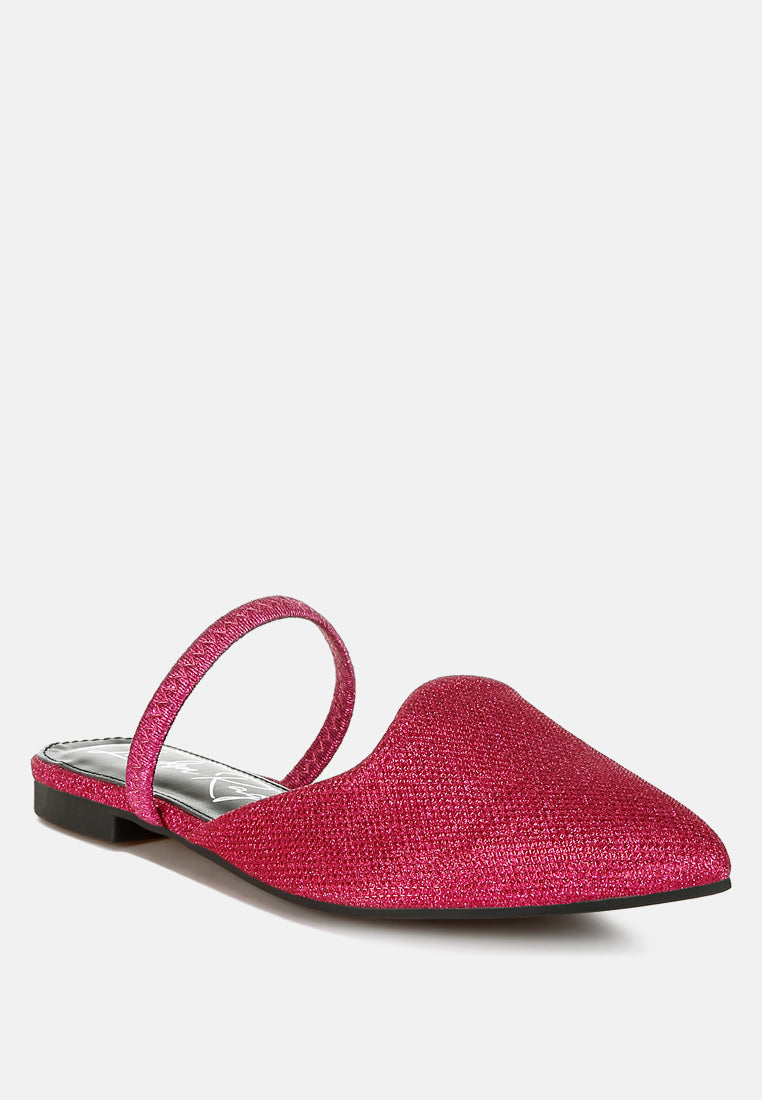 twiggy glitter faux leather flat mules#color_fuchsia