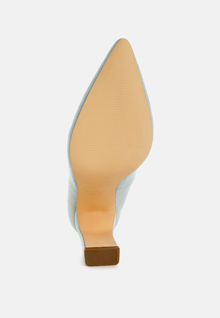 uboa slim block heel pumps#color_light-blue