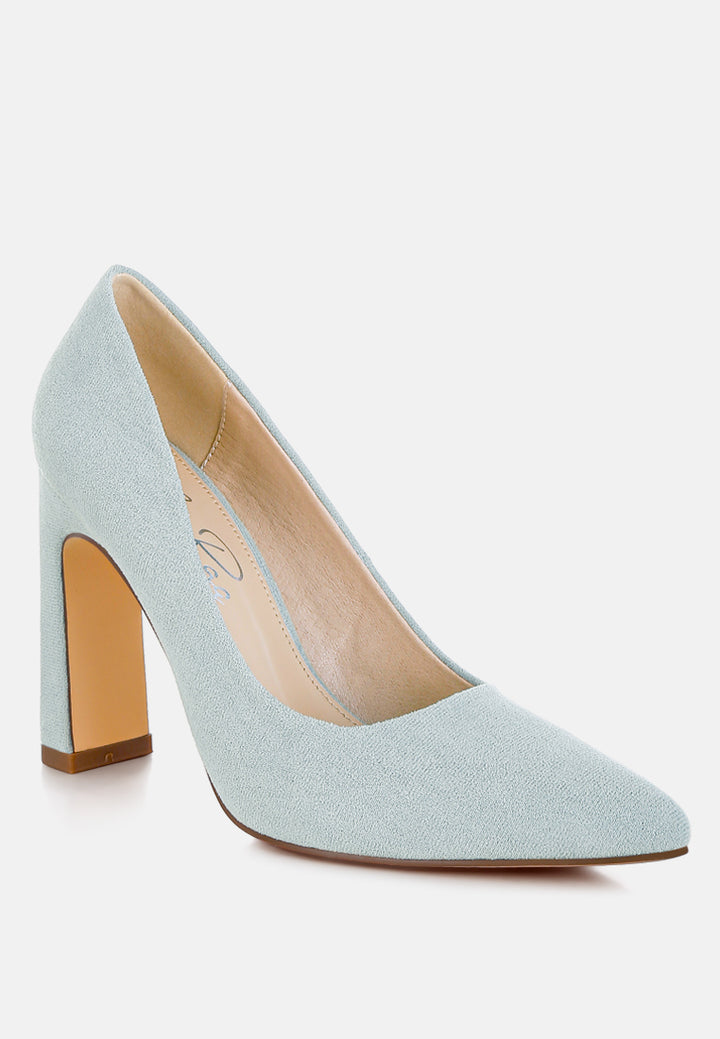 uboa slim block heel pumps#color_light-blue
