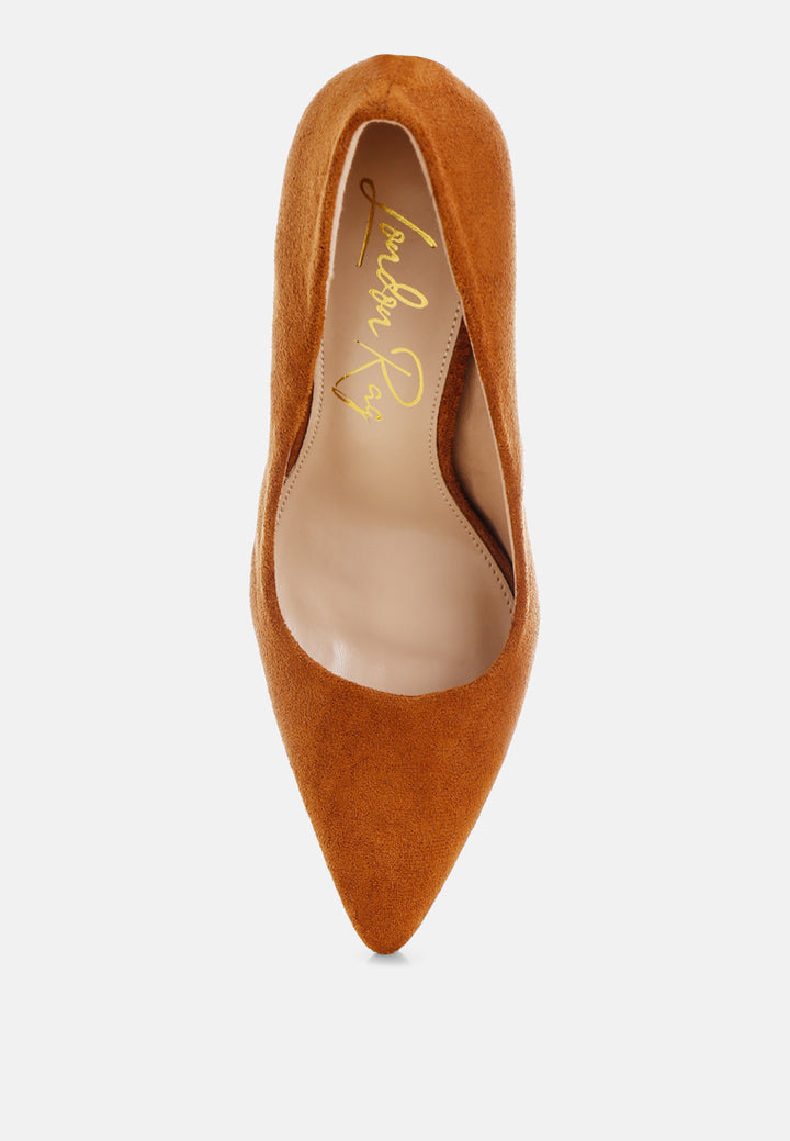 uboa slim block heel pumps#color_tan