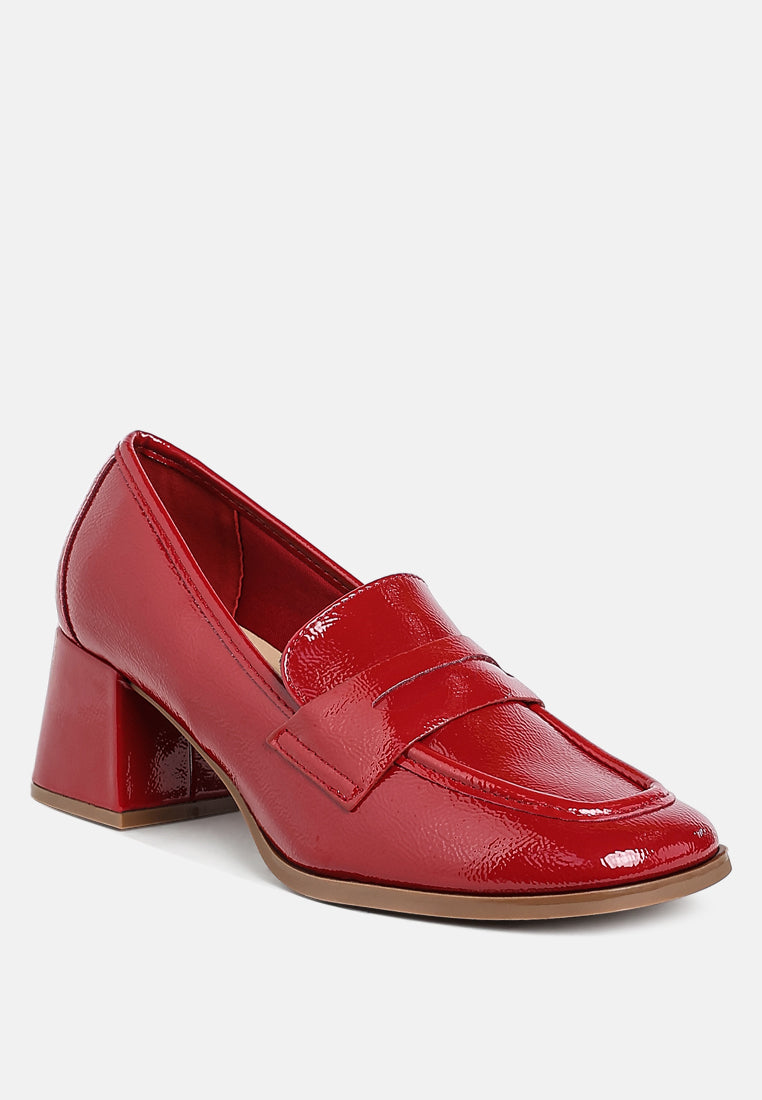 umdoni penny strap block heel loafers#color_burgundy