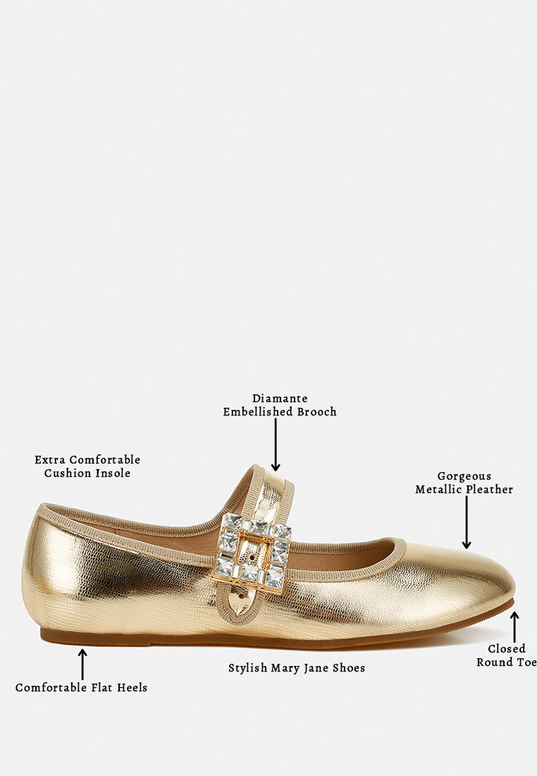 brooch mary jane sandals by rag#color_gold
