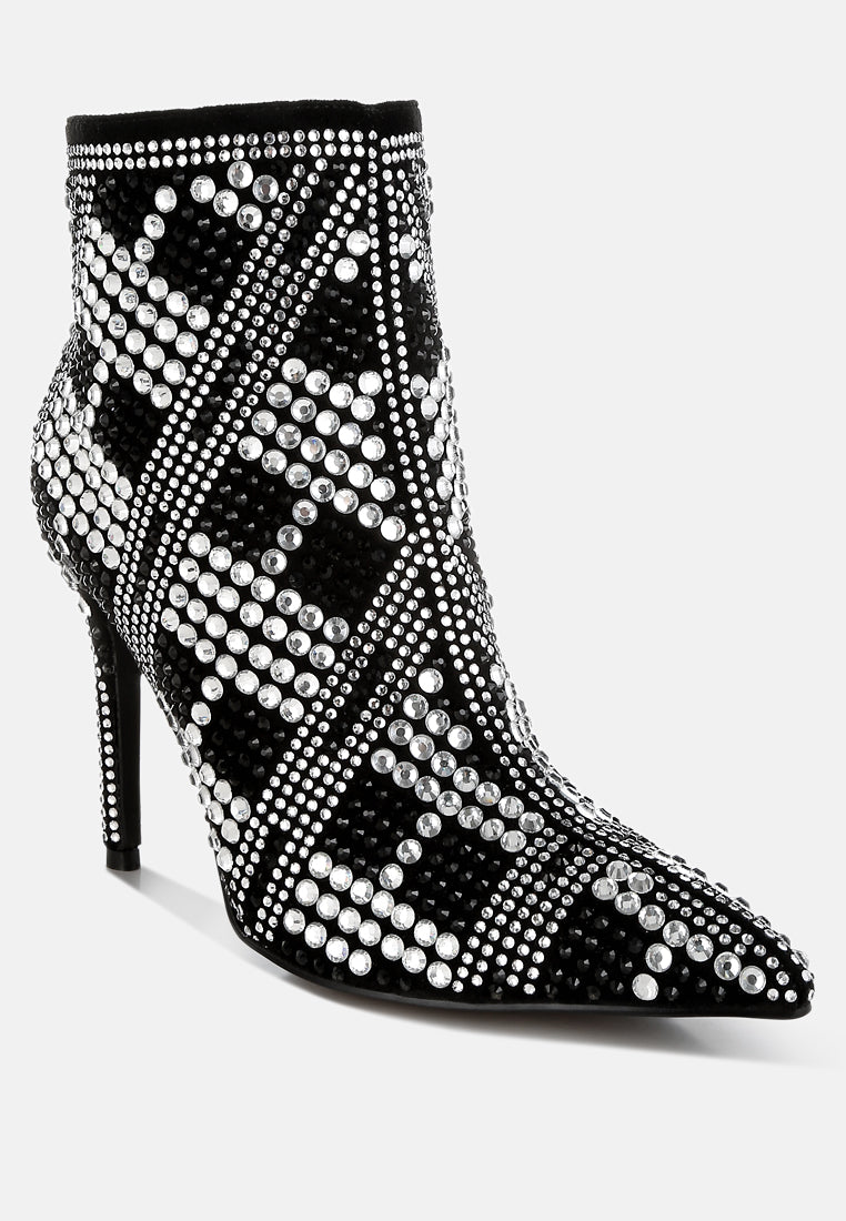 rhinestones studded stiletto heel boots by rag#color_black