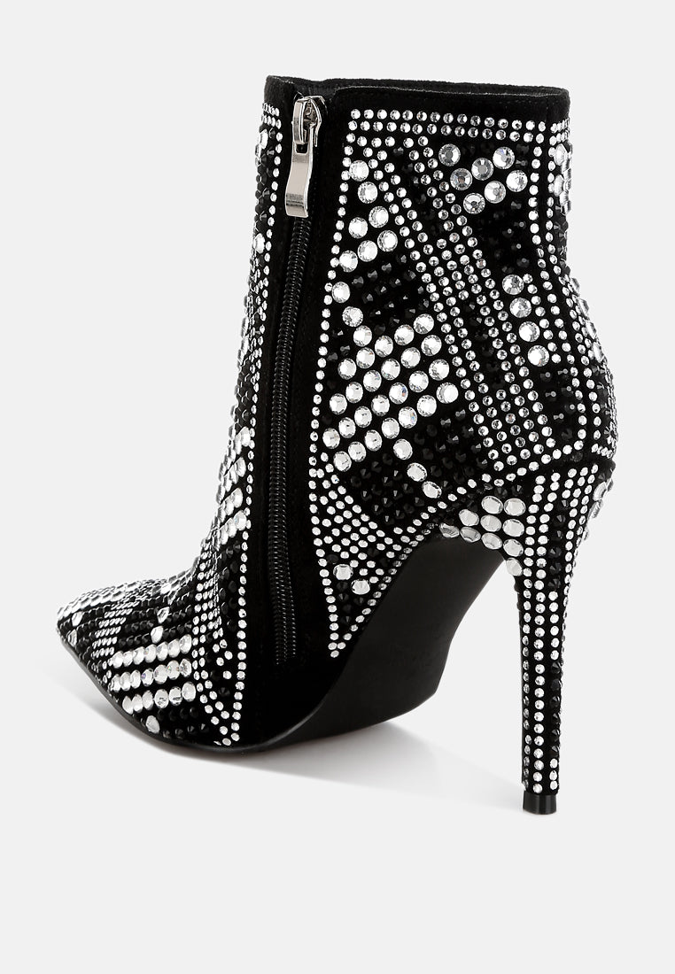 rhinestones studded stiletto heel boots by rag#color_black