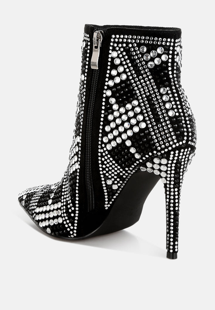 rhinestones studded stiletto heel boots by rag#color_black