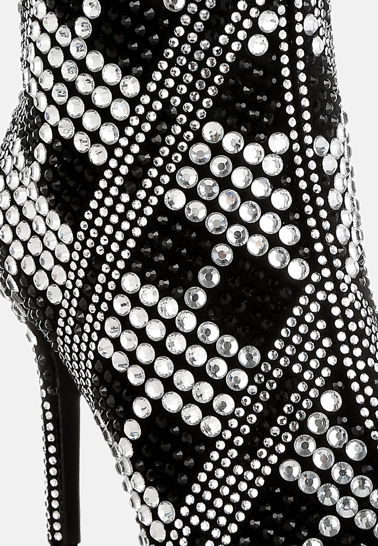 rhinestones studded stiletto heel boots by rag#color_black