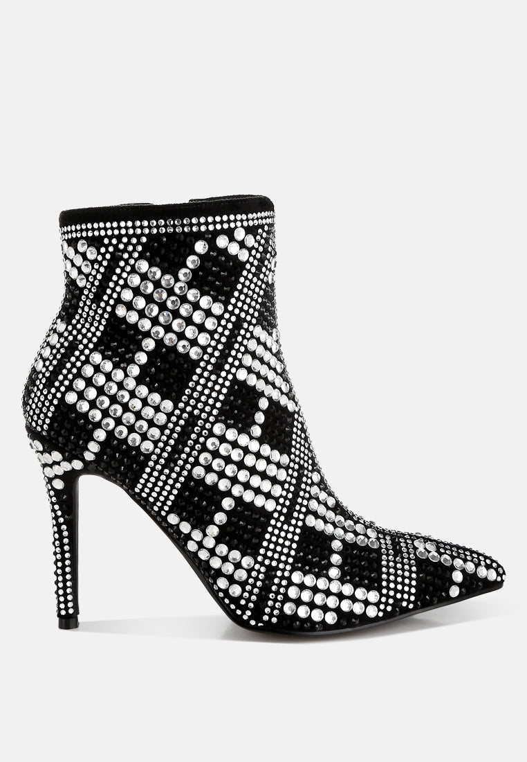 rhinestones studded stiletto heel boots by rag#color_black