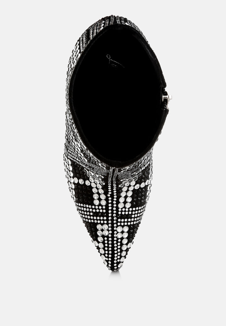 rhinestones studded stiletto heel boots by ruw#color_black