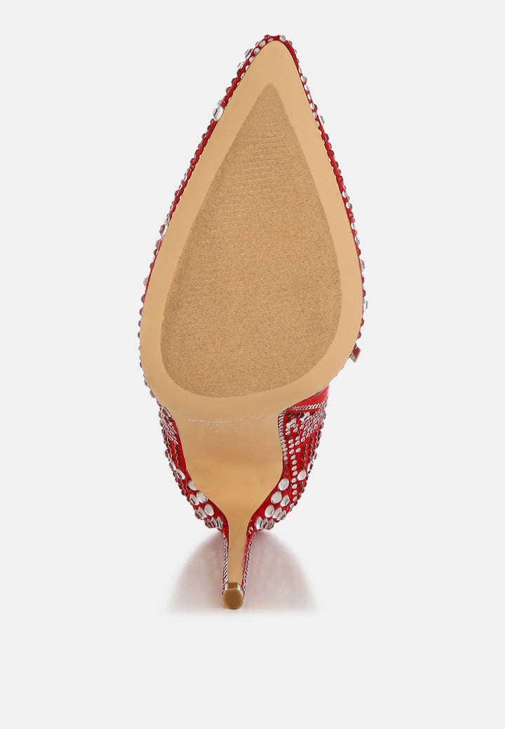 rhinestones studded stiletto heel boots by ruw#color_red