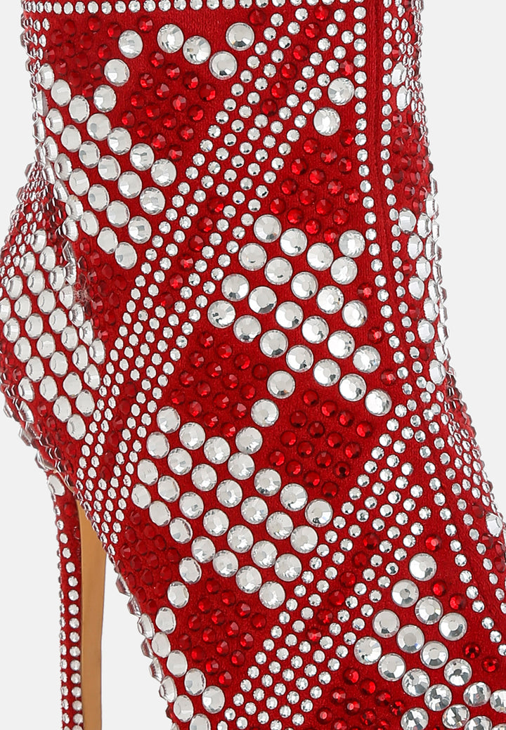 rhinestones studded stiletto heel boots by rag#color_red