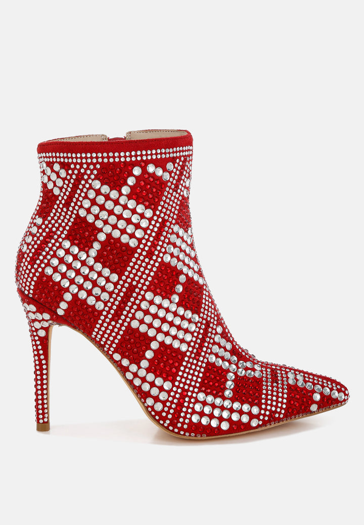 rhinestones studded stiletto heel boots by rag#color_red
