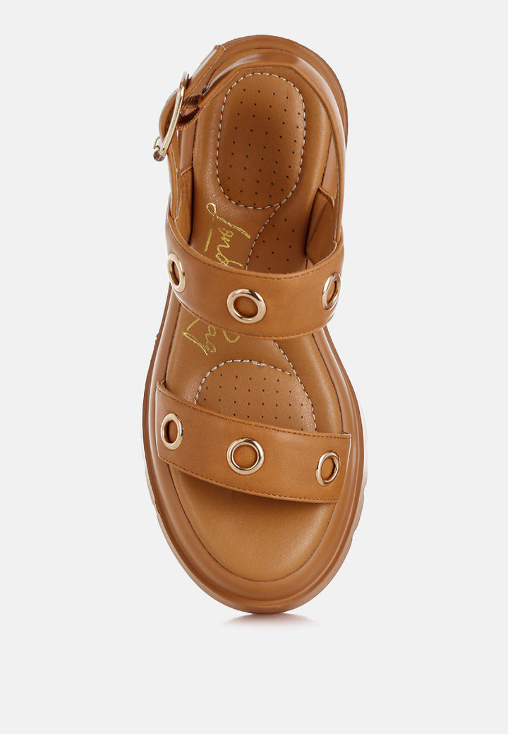 urla eyelet detail platform heel sandals#color_tan
