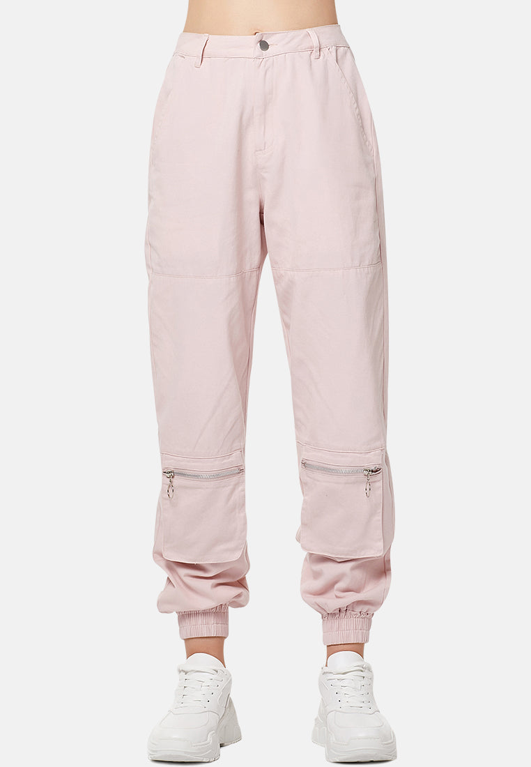 utility cargo trousers#color_pink