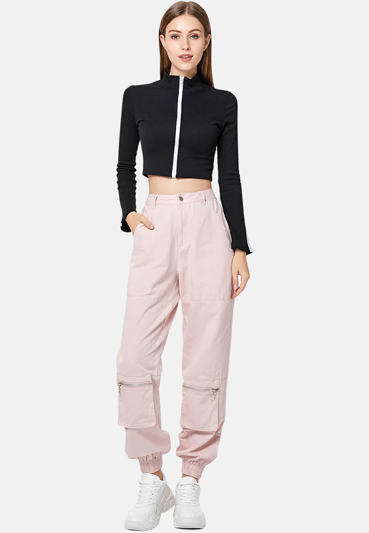 utility cargo trousers#color_pink