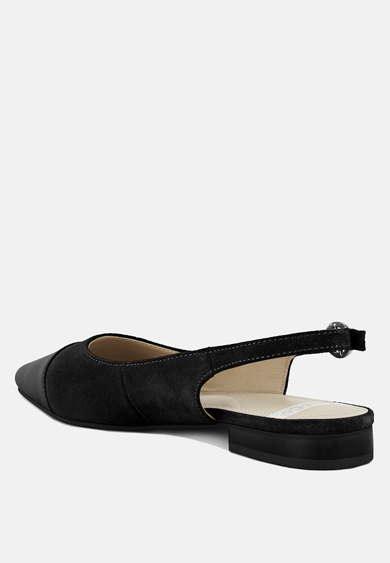 Zapatos planos destalonados de cuero genuino y ante real uwaha#color_black
