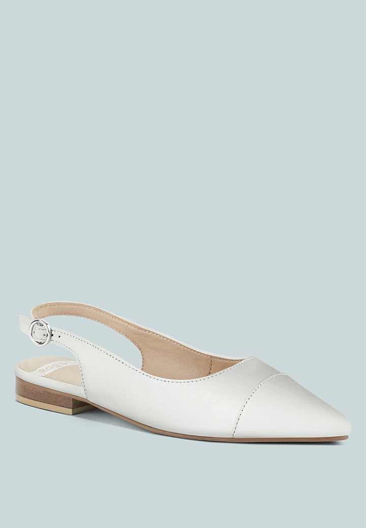 Zapatos planos destalonados de cuero genuino y gamuza real de uwaha#color_white