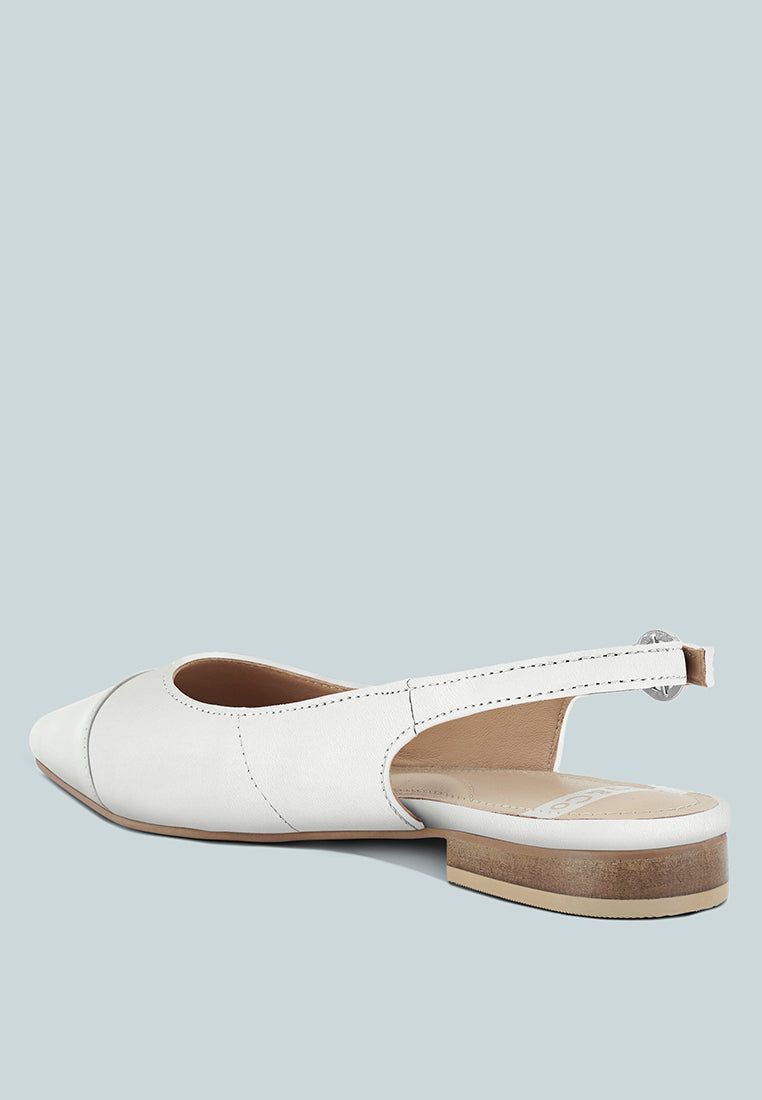 Zapatos planos destalonados de cuero genuino y gamuza real de uwaha#color_white