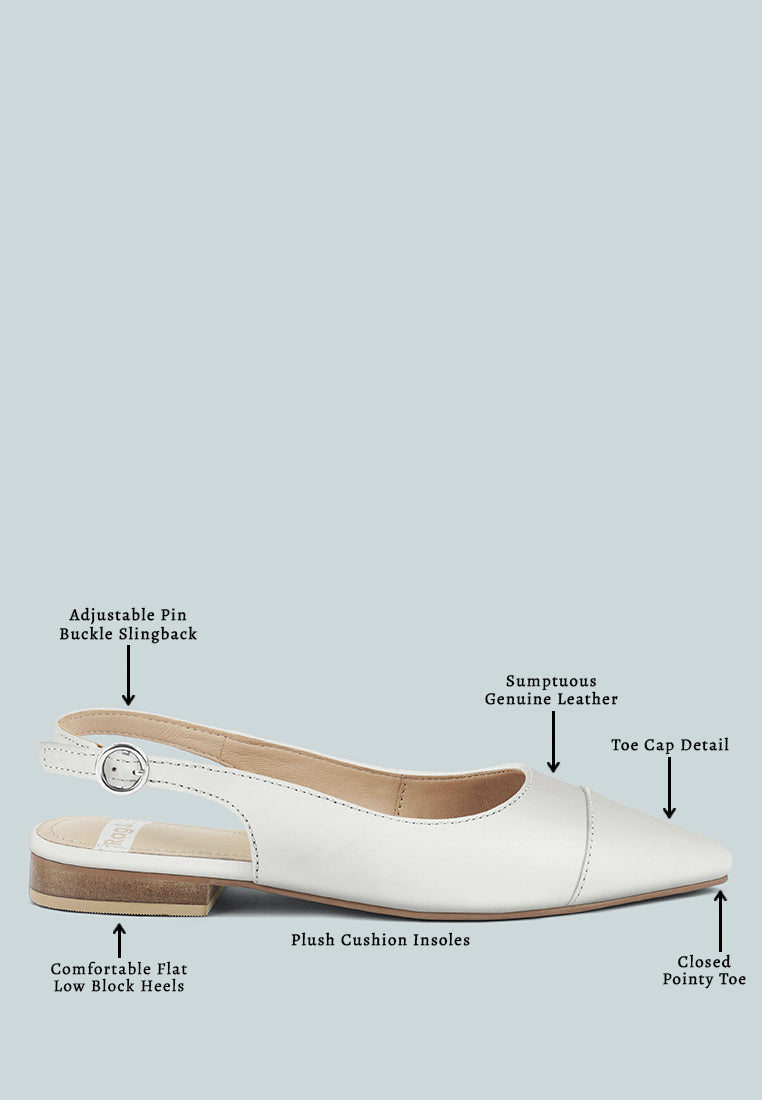 Zapatos planos destalonados de cuero genuino y gamuza real de uwaha#color_white