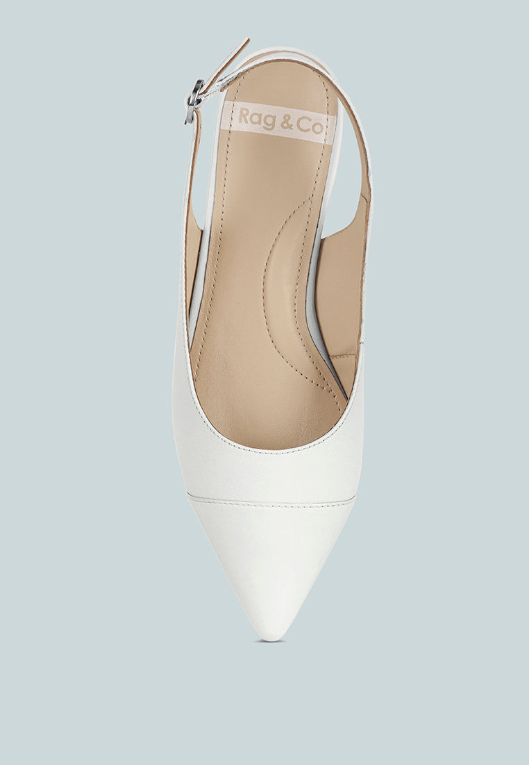 Zapatos planos destalonados de cuero genuino y gamuza real de uwaha#color_white