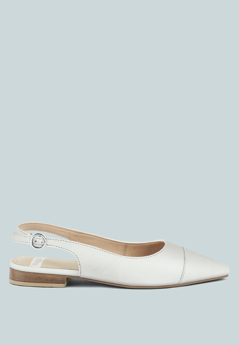 Zapatos planos destalonados de cuero genuino y gamuza real de uwaha#color_white