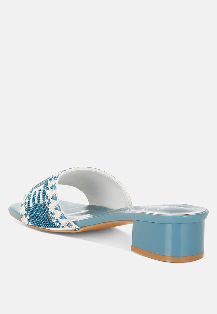 bead-studded slip-on heels by ruw#color_blue