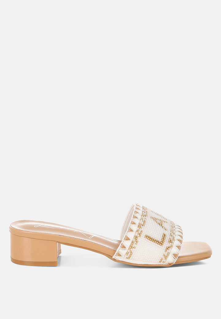 bead-studded slip-on heels by ruw#color_beige