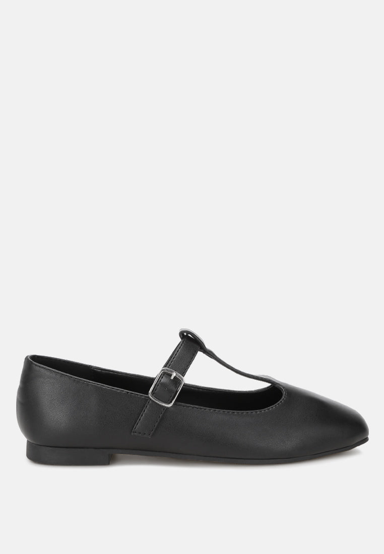 velsna pin buckle ballet flats#color_black-smooth