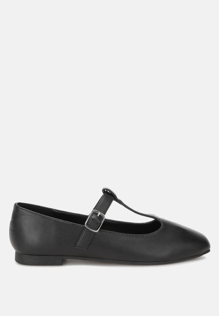 velsna pin buckle ballet flats#color_black-smooth