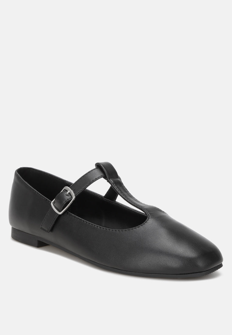 velsna pin buckle ballet flats#color_black-smooth