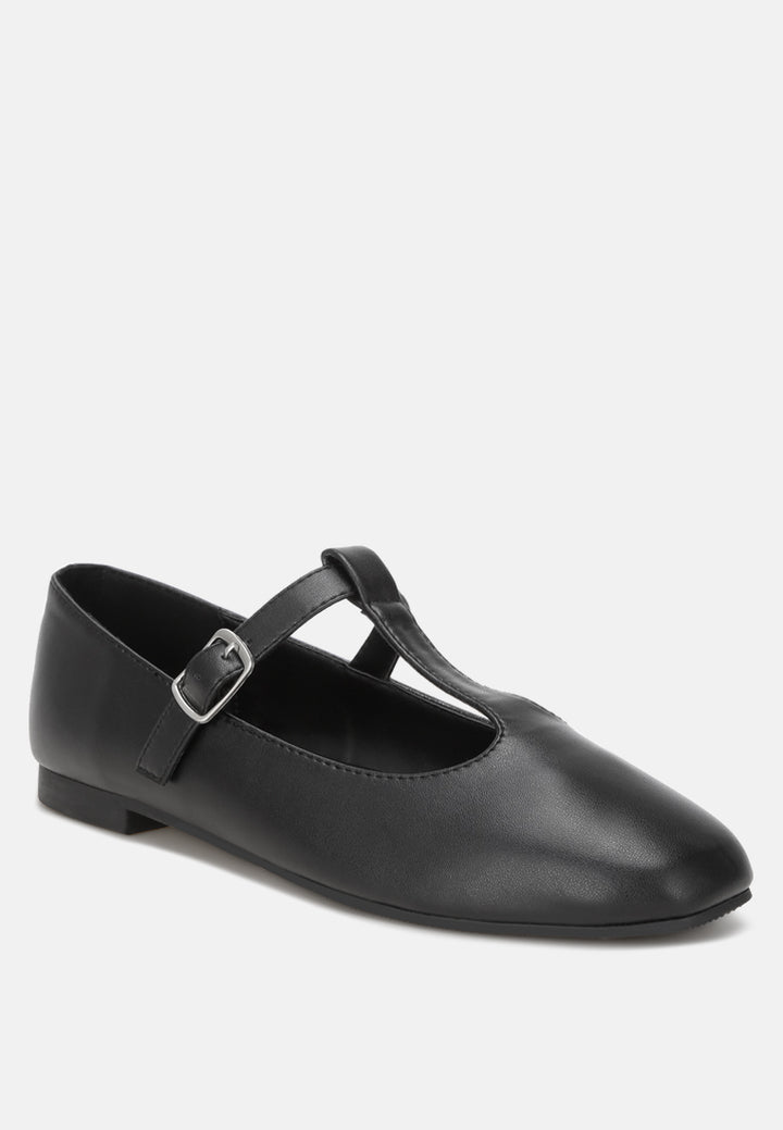 velsna pin buckle ballet flats#color_black-smooth