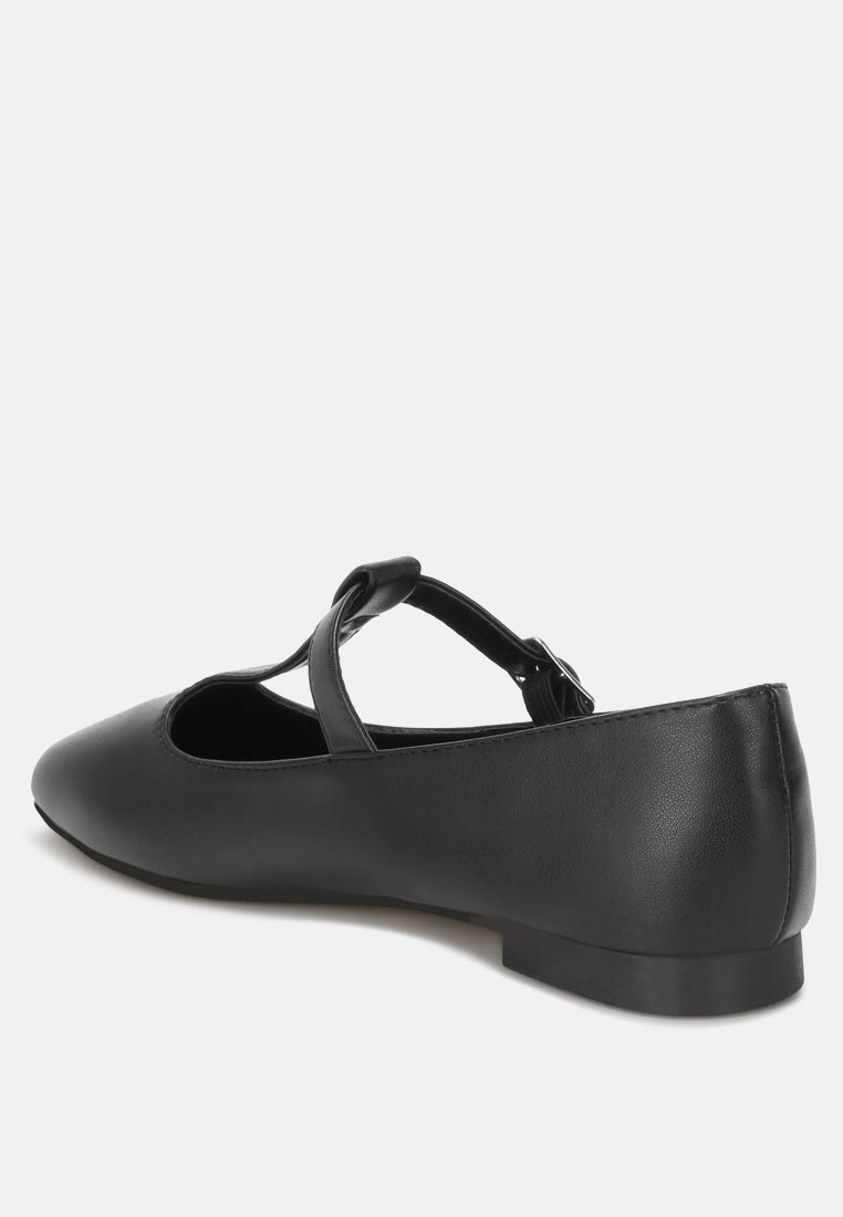 velsna pin buckle ballet flats#color_black-smooth