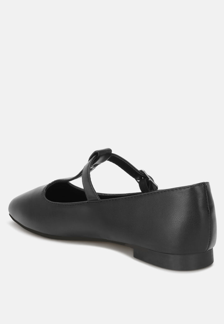 velsna pin buckle ballet flats#color_black-smooth