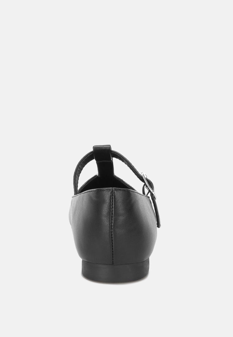 velsna pin buckle ballet flats#color_black-smooth