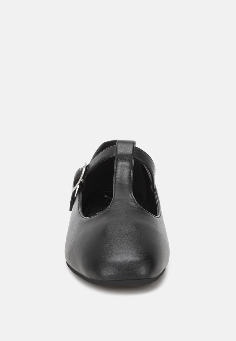 velsna pin buckle ballet flats#color_black-smooth