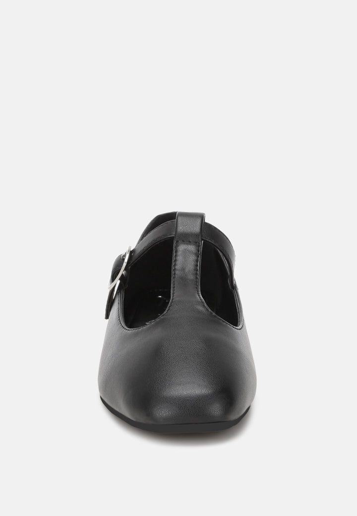 velsna pin buckle ballet flats#color_black-smooth