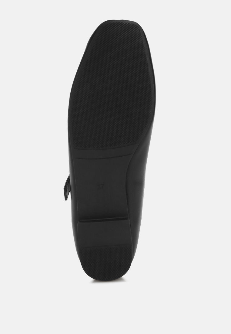 velsna pin buckle ballet flats#color_black-smooth