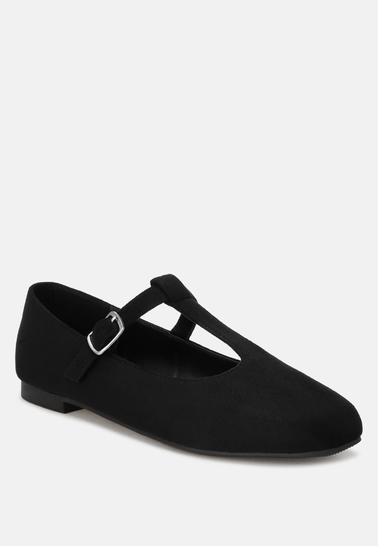 velsna pin buckle ballet flats#color_black-suede