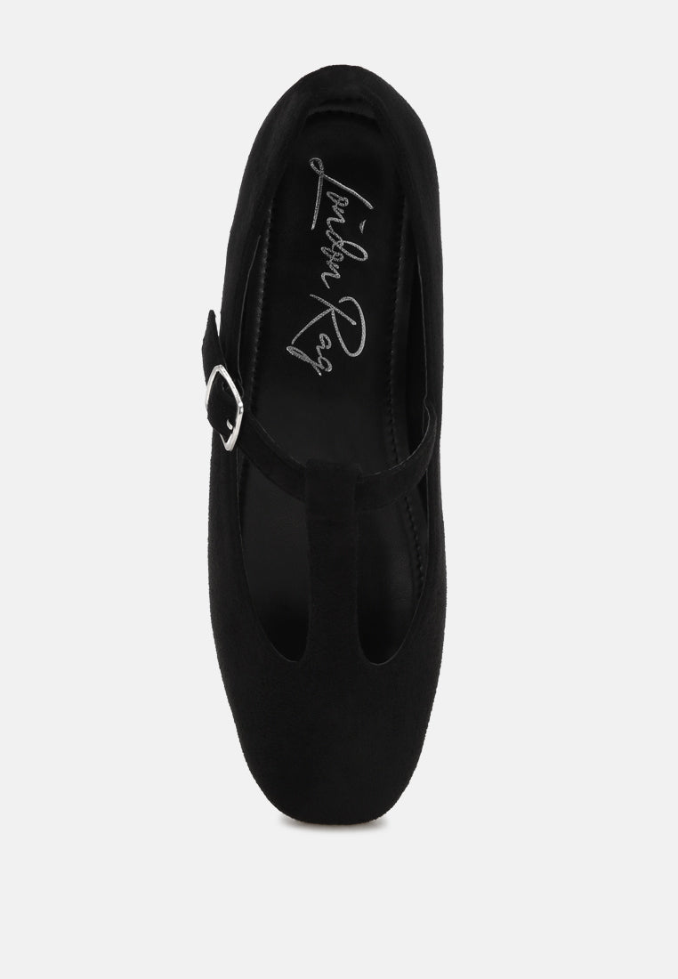 velsna pin buckle ballet flats#color_black-suede
